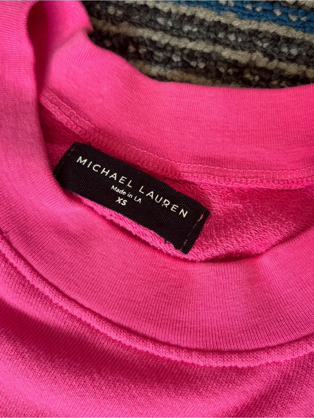 Michael Lauren knit set XS Pink Sweatsuit Crew Neck Wide Leg Pants - Picture 3 of 11
